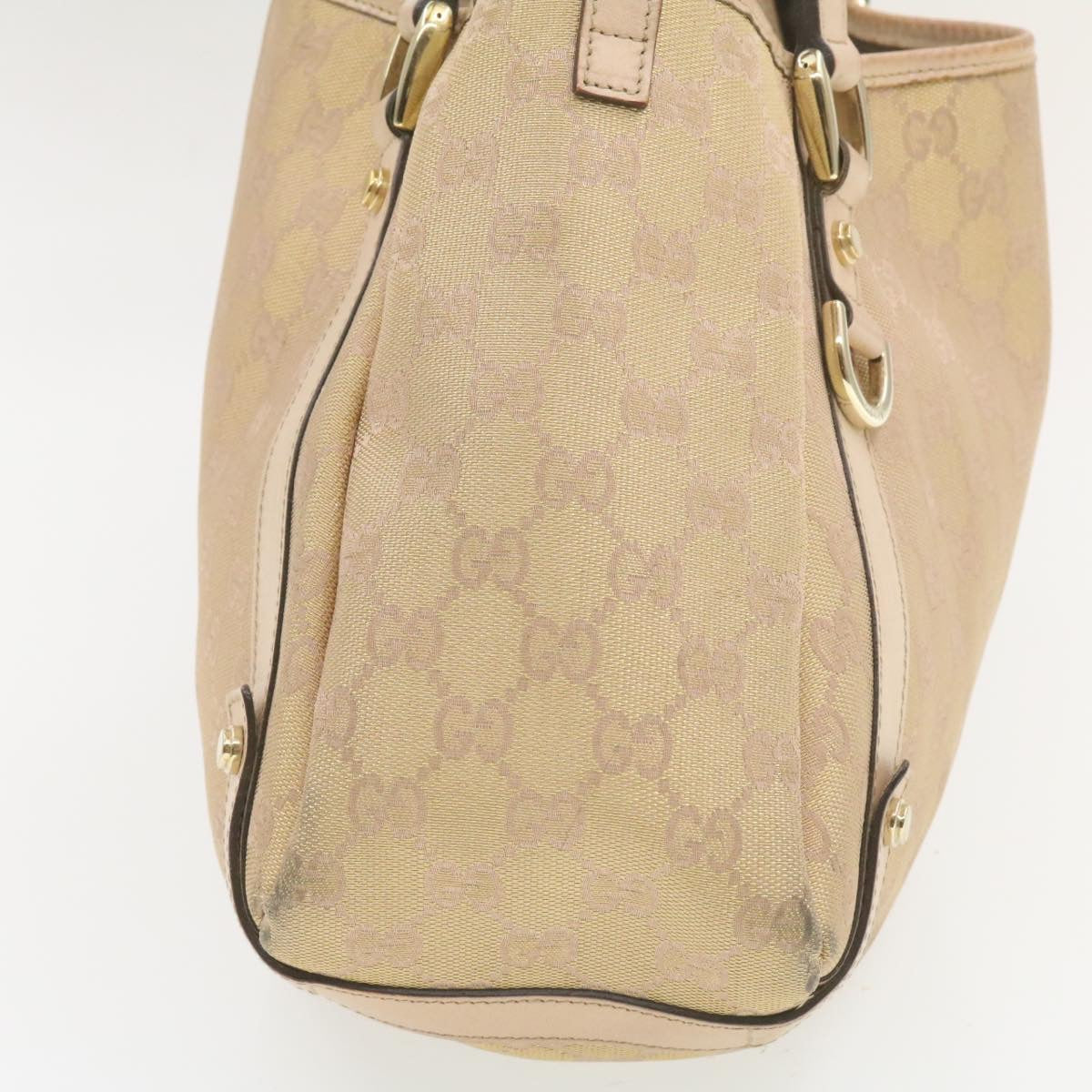 GUCCI GG Canvas Shoulder Bag Nylon Pink Gold Auth am427g