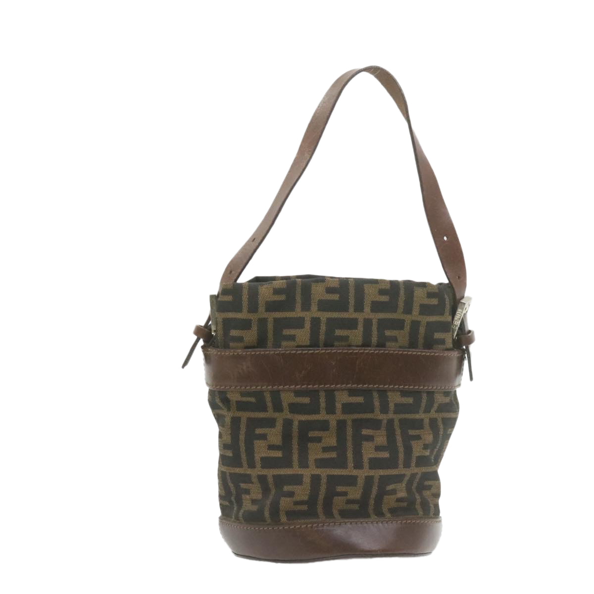 FENDI Zucca Canvas Hand Bag Brown Black Auth am808g