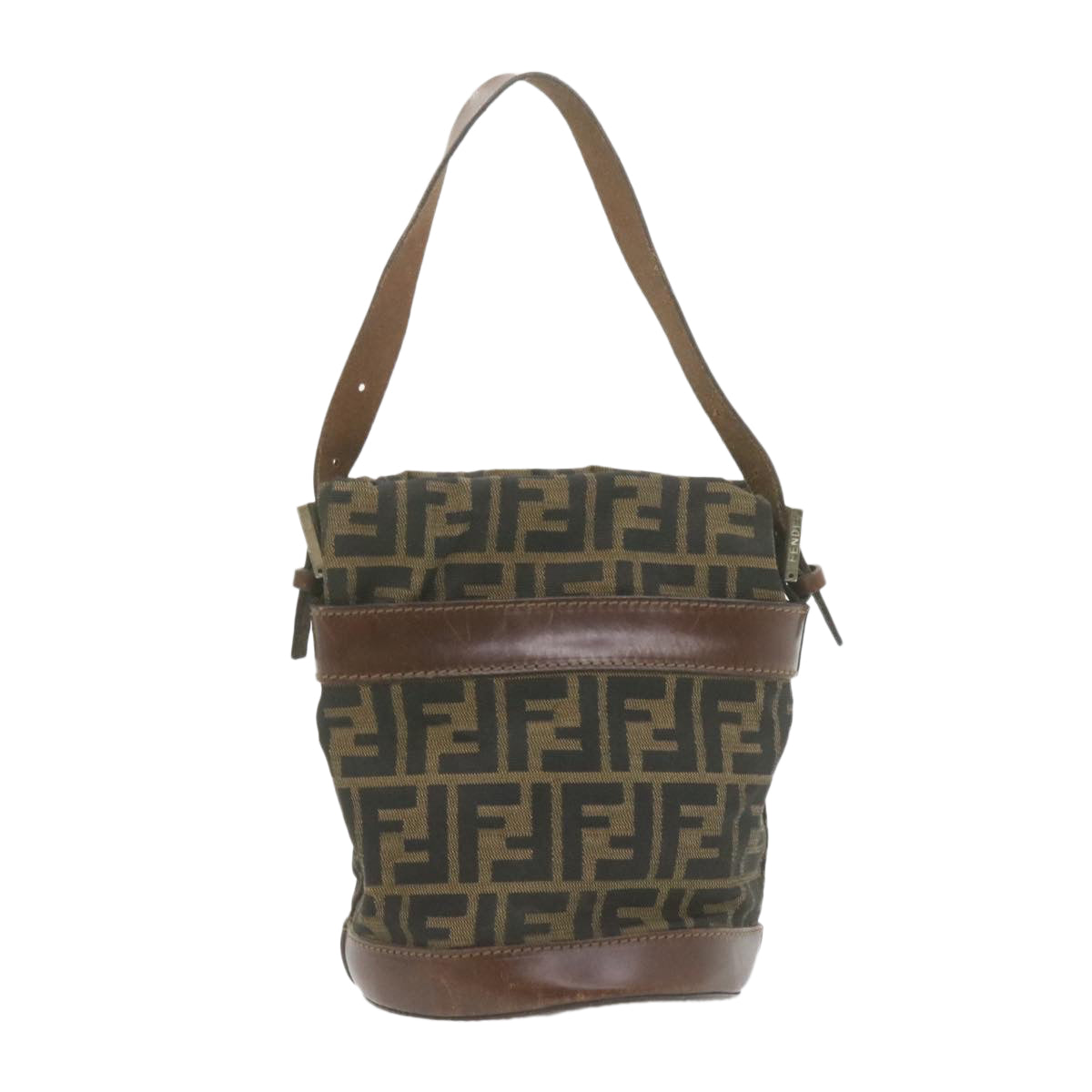 FENDI Zucca Canvas Hand Bag Brown Black Auth am808g