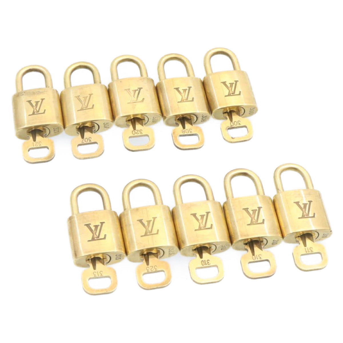 LOUIS VUITTON Padlock 10set Gold Tone LV Auth am831g