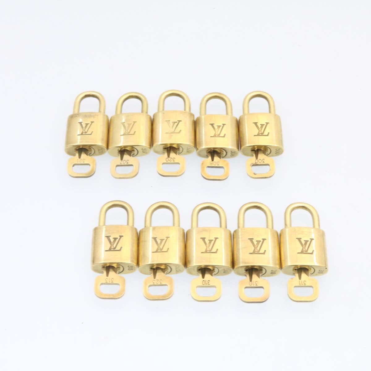 LOUIS VUITTON Padlock 10set Gold Tone LV Auth am831g