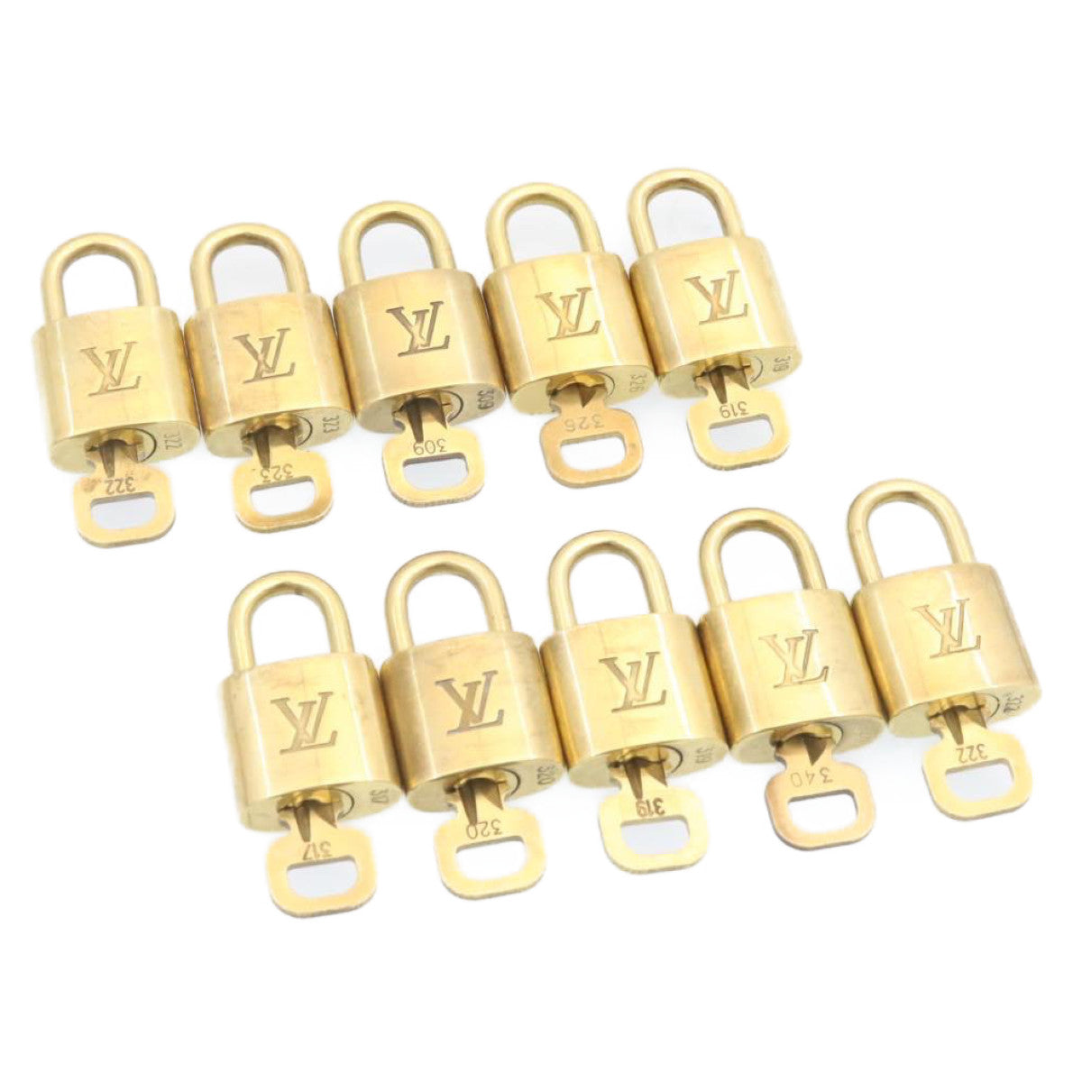 LOUIS VUITTON Padlock 10set Gold Tone LV Auth am834g