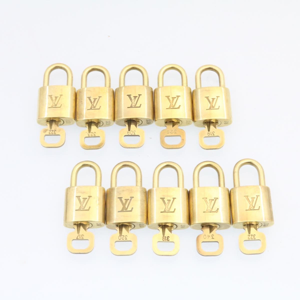 LOUIS VUITTON Padlock 10set Gold Tone LV Auth am834g