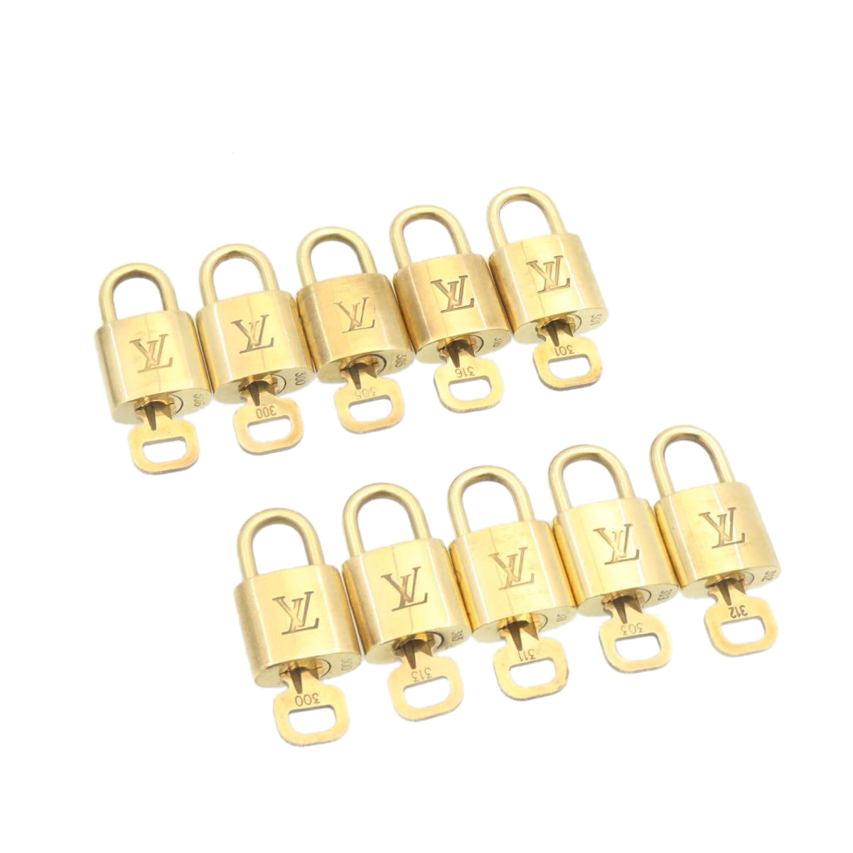 LOUIS VUITTON Padlock 10set Padlock Gold Tone LV Auth am839g