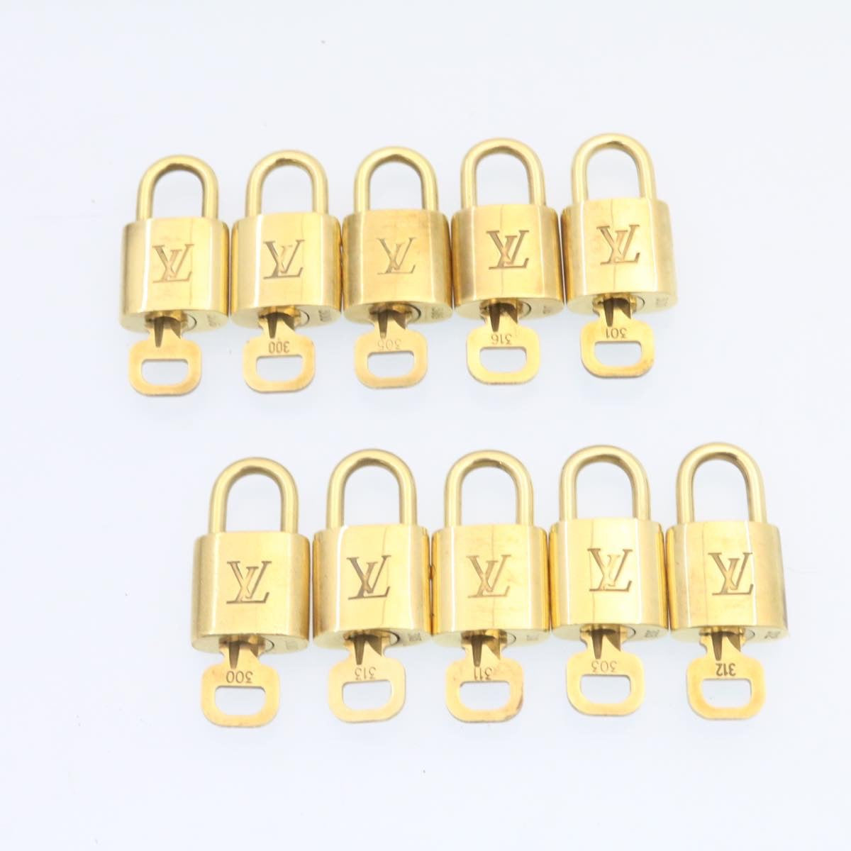 LOUIS VUITTON Padlock 10set Padlock Gold Tone LV Auth am839g