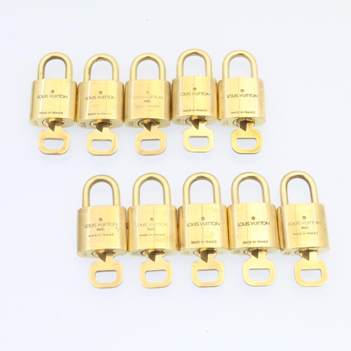 LOUIS VUITTON Padlock 10set Padlock Gold Tone LV Auth am839g