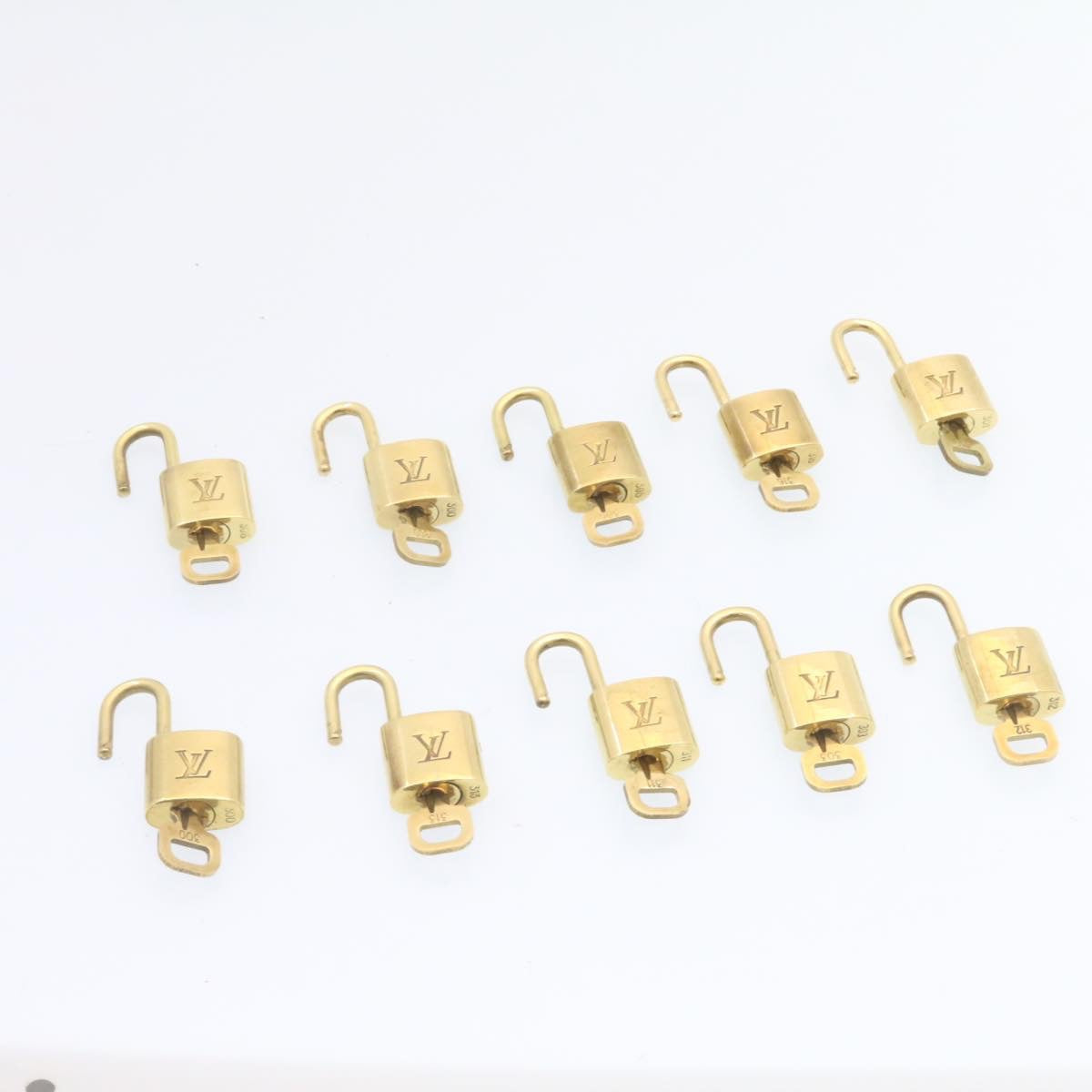 LOUIS VUITTON Padlock 10set Padlock Gold Tone LV Auth am839g