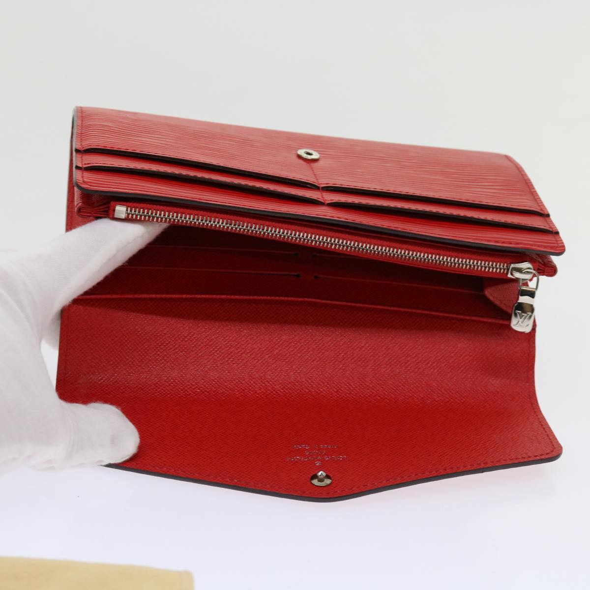 LOUIS VUITTON Epi Portefeiulle Sarah Long Wallet Red M60723 LV Auth hk1001