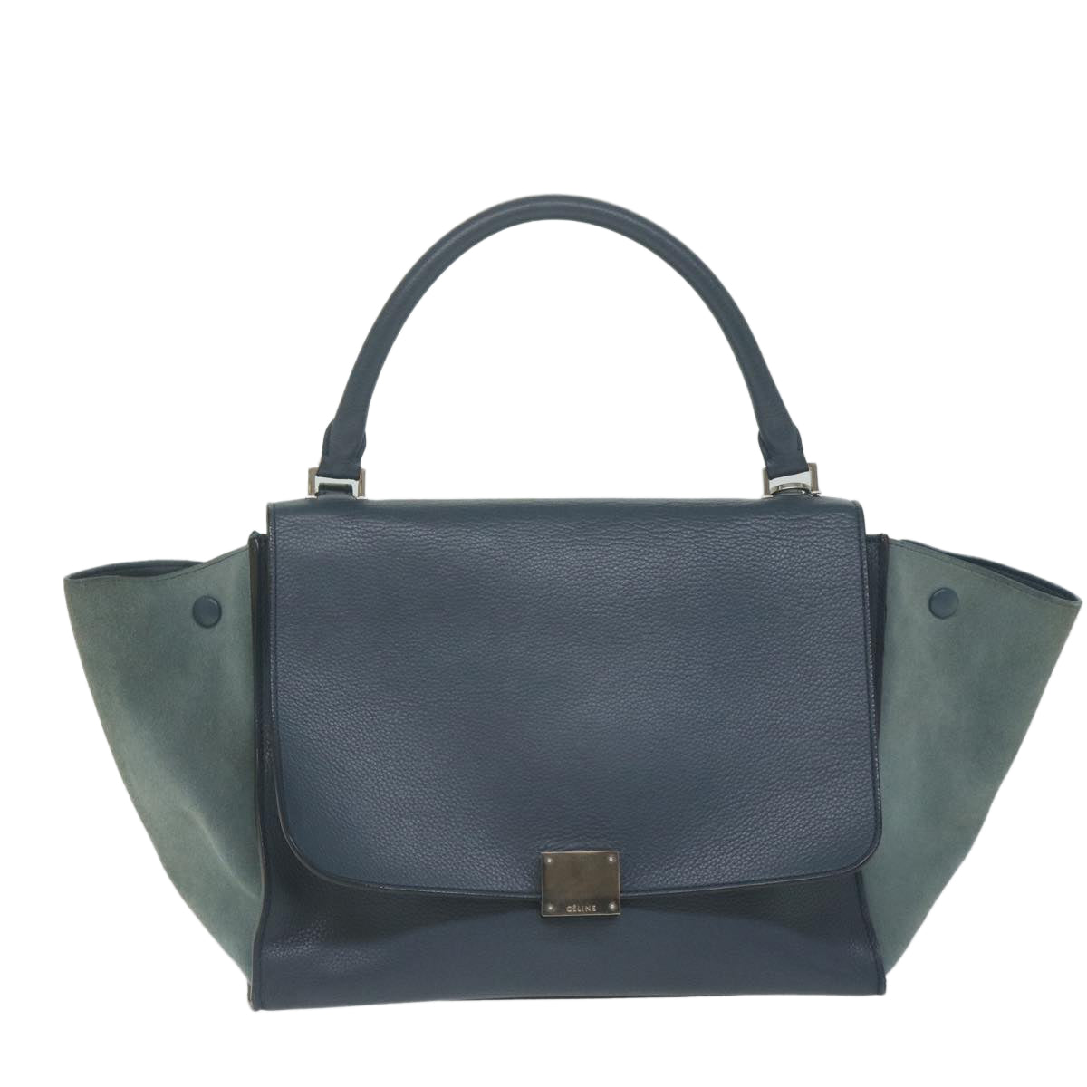 CELINE Hand Bag Suede Leather Navy Auth hk1003