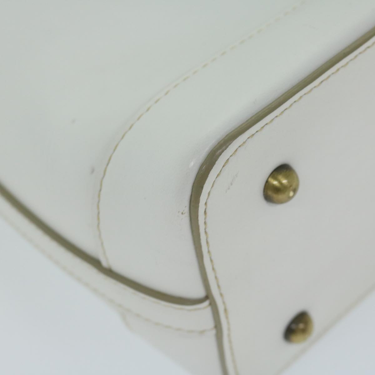 BURBERRY Hand Bag Leather White Auth hk1017