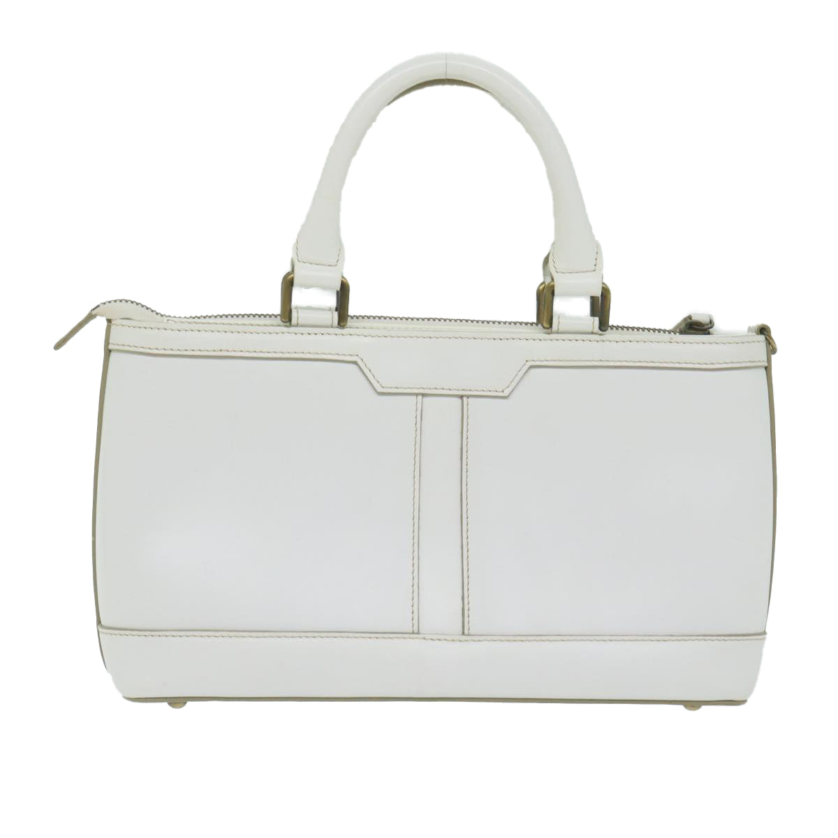 BURBERRY Hand Bag Leather White Auth hk1017