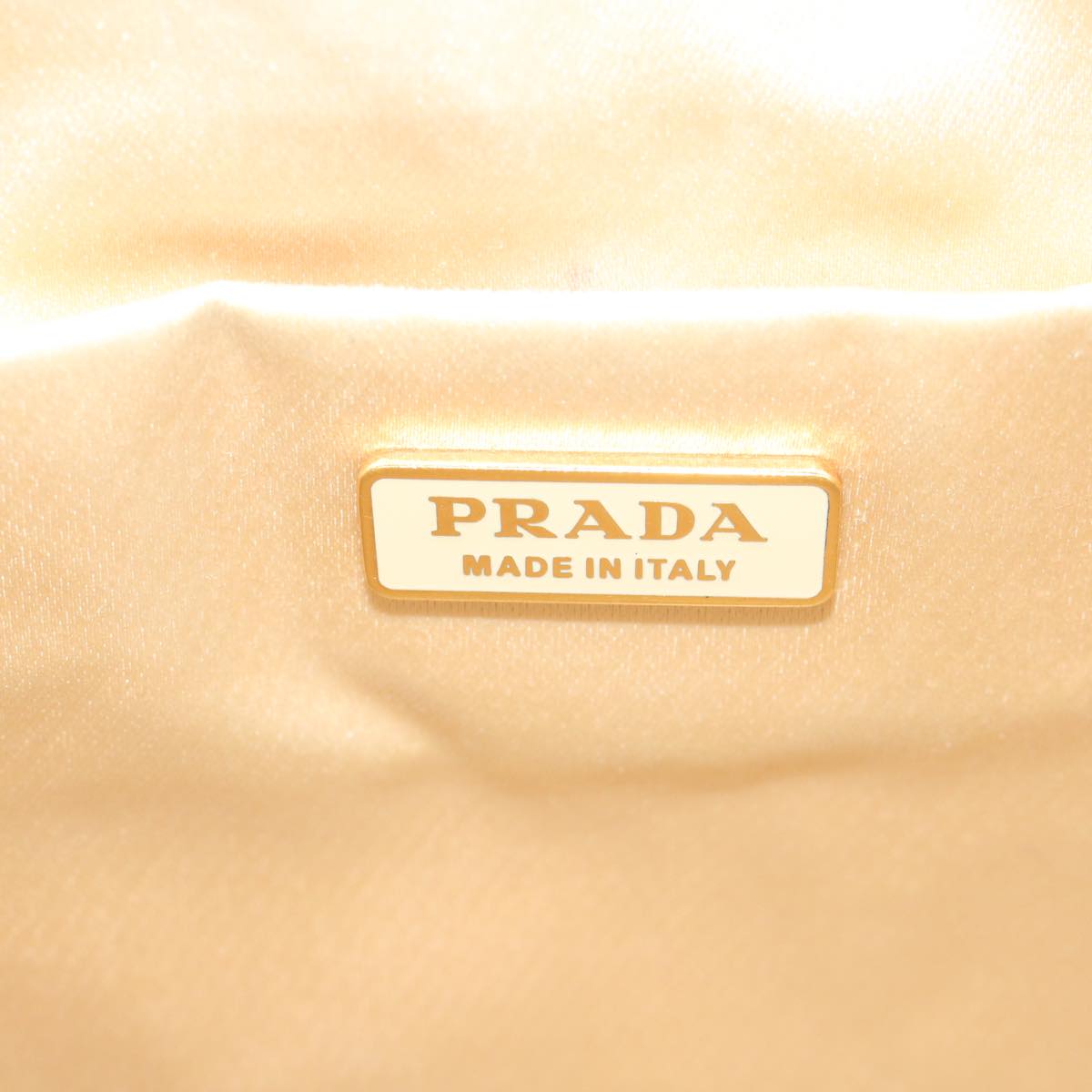 PRADA Hand Bag Leather Beige Auth hk1025