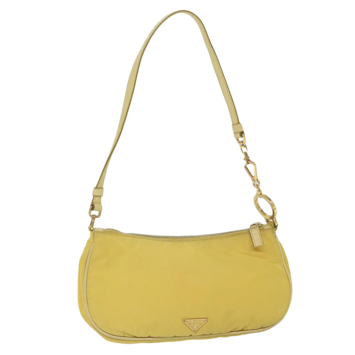 PRADA Accessory Pouch Nylon Yellow Auth hk1026