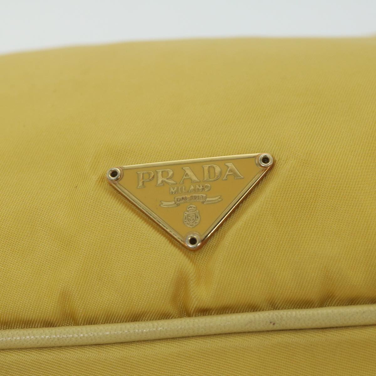 PRADA Accessory Pouch Nylon Yellow Auth hk1026