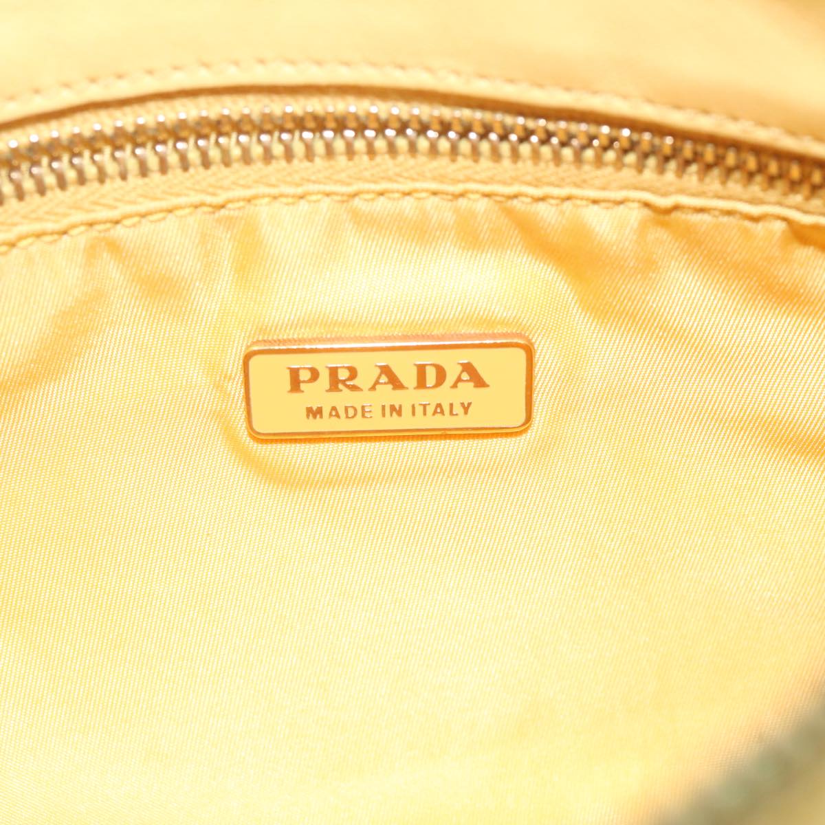 PRADA Accessory Pouch Nylon Yellow Auth hk1026