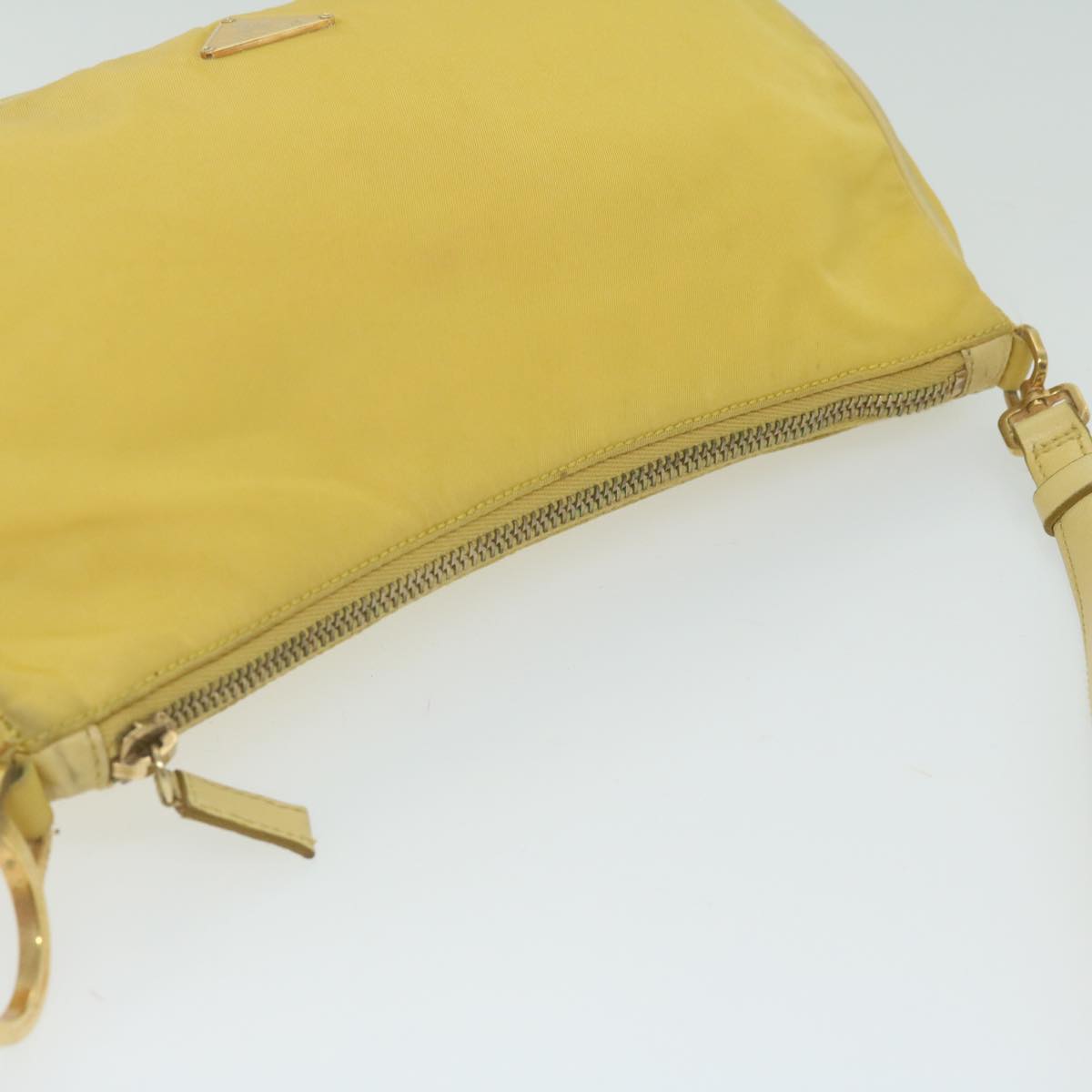 PRADA Accessory Pouch Nylon Yellow Auth hk1026