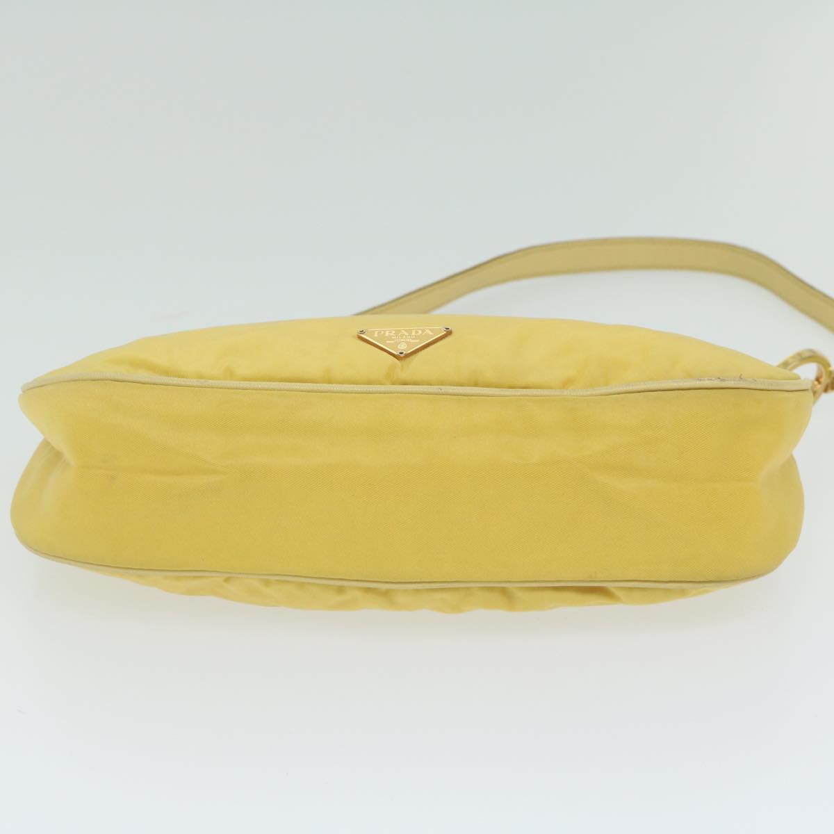 PRADA Accessory Pouch Nylon Yellow Auth hk1026