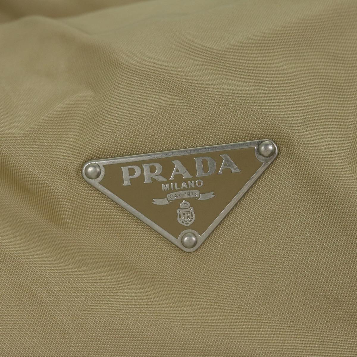 PRADA Hand Bag Nylon Beige Auth hk1030