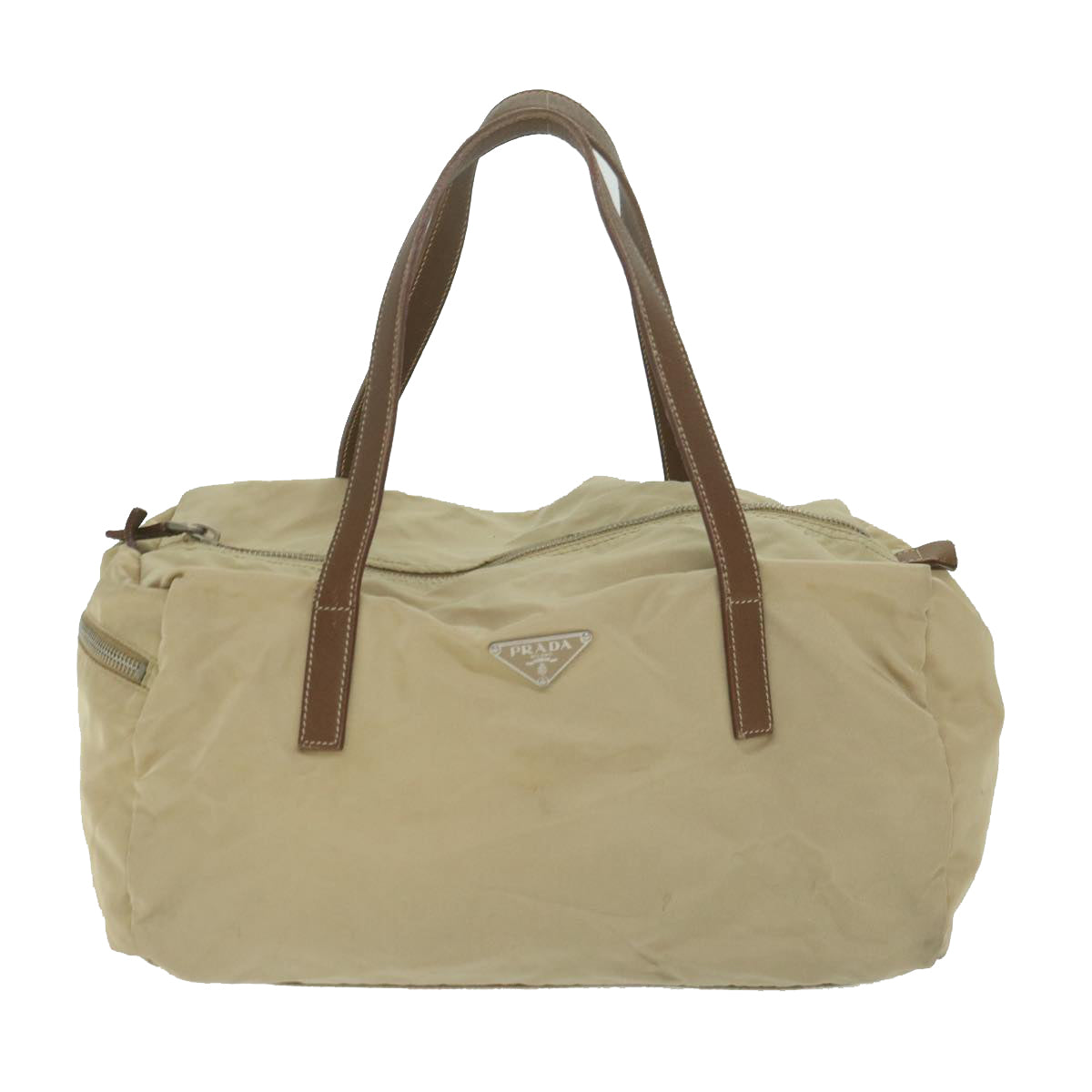 PRADA Hand Bag Nylon Beige Auth hk1030