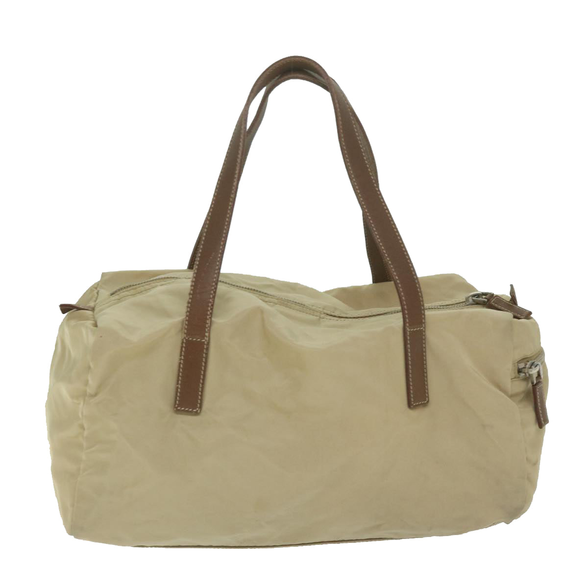 PRADA Hand Bag Nylon Beige Auth hk1030