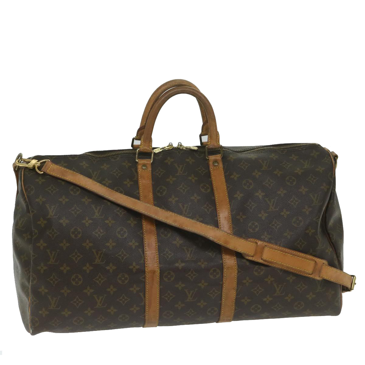 LOUIS VUITTON Monogram Keepall Bandouliere 55 Boston Bag M41414 LV Auth hk1037