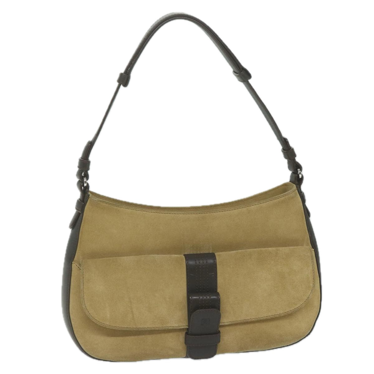 LOEWE Shoulder Bag Suede Beige Auth hk1044