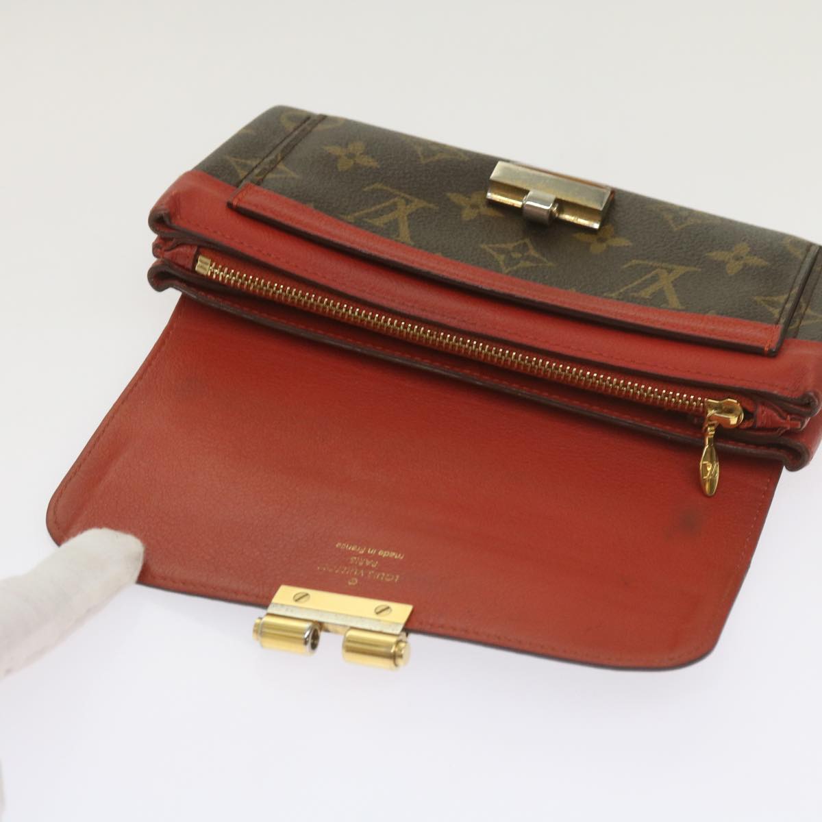 LOUIS VUITTON Monogram Portefeuille Elysee Long Wallet Red M60503 LV Auth hk1069