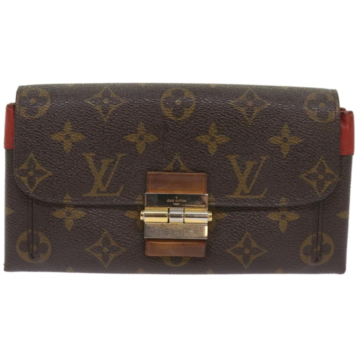 LOUIS VUITTON Monogram Portefeuille Elysee Long Wallet Red M60503 LV Auth hk1069