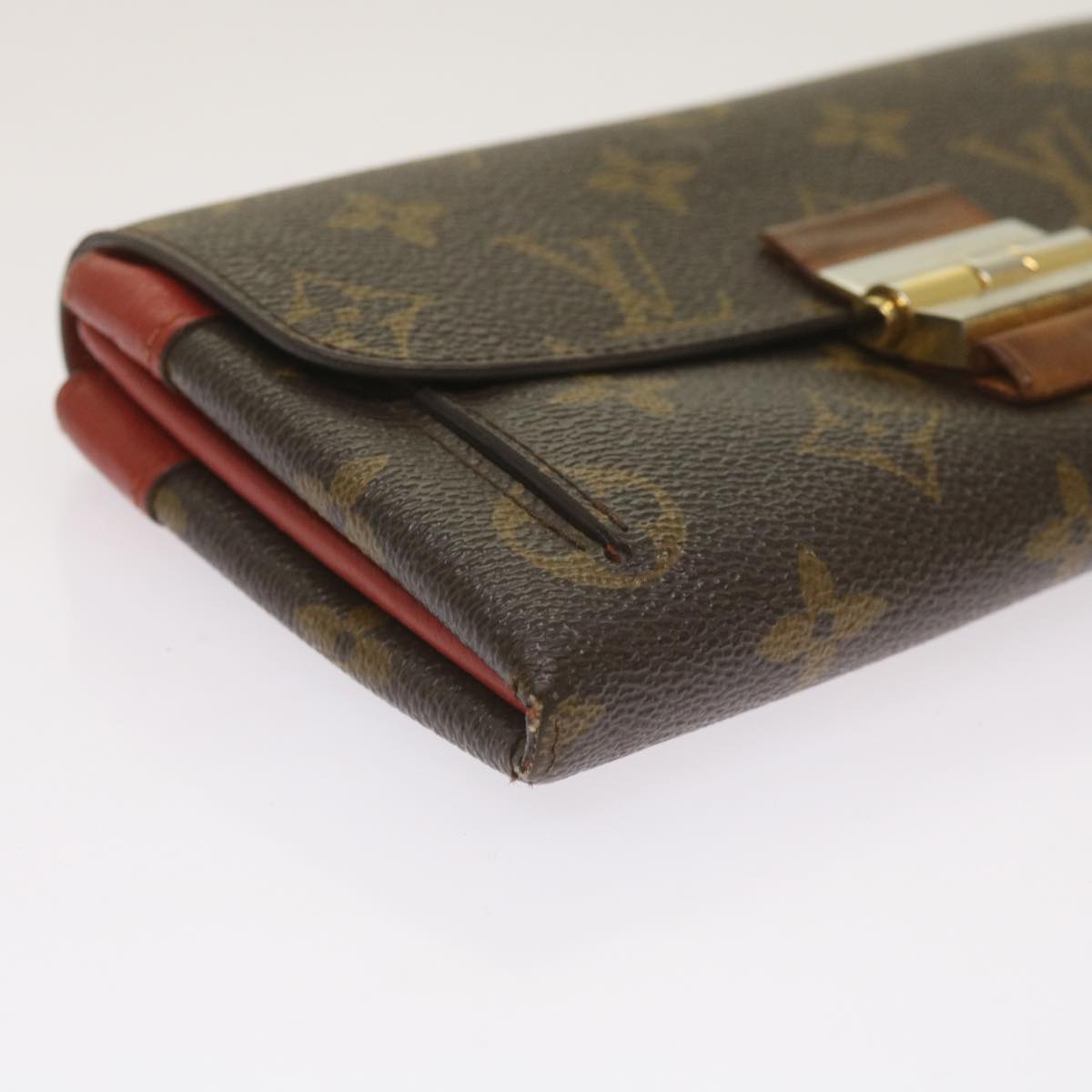 LOUIS VUITTON Monogram Portefeuille Elysee Long Wallet Red M60503 LV Auth hk1069