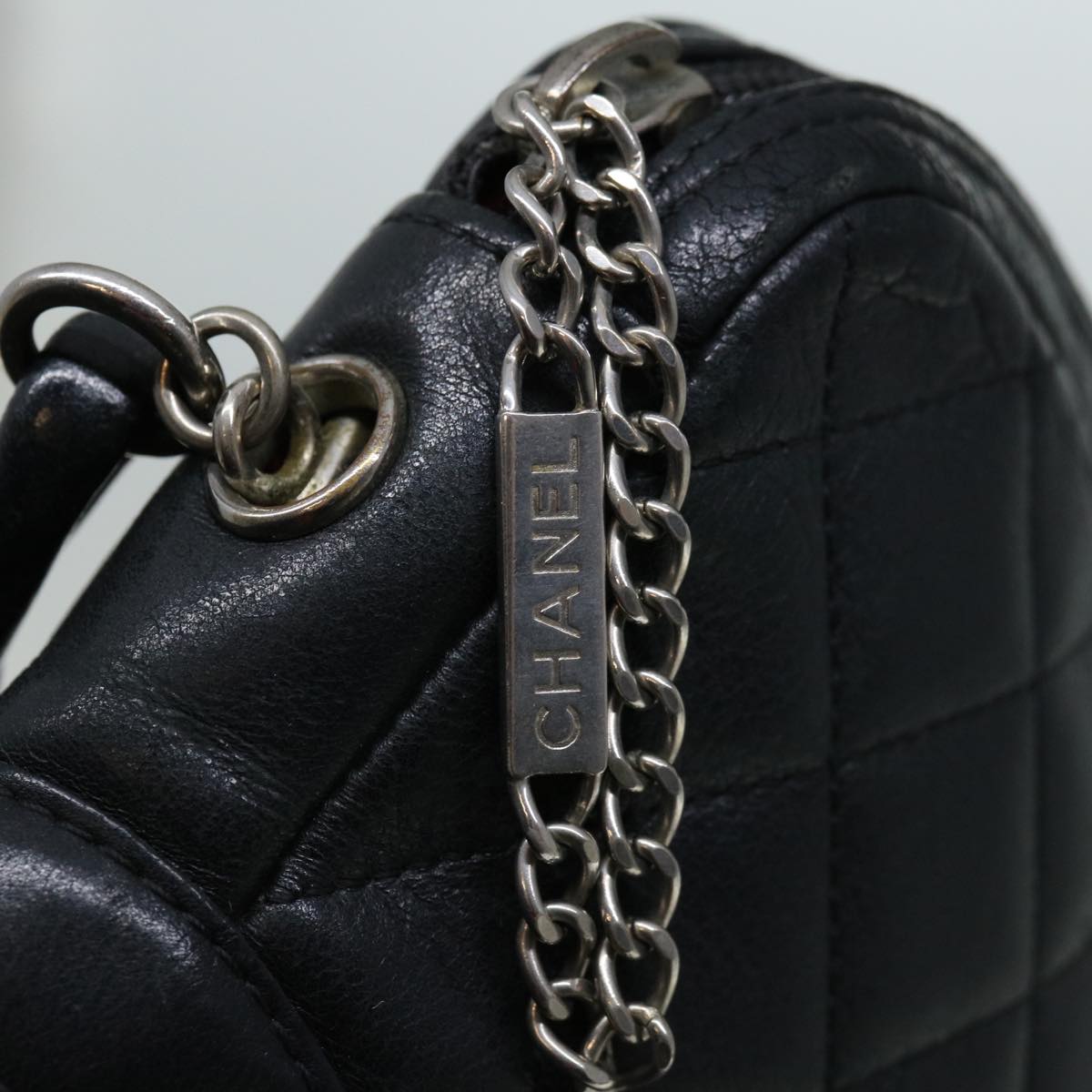 CHANEL Cambon Line Shoulder Bag Leather Black CC Auth hk1072