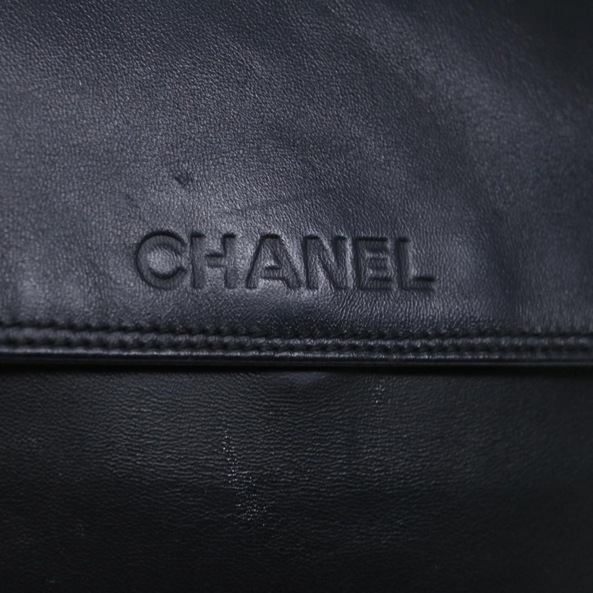 CHANEL Shoulder Bag Lamb Skin Black CC Auth hk1074