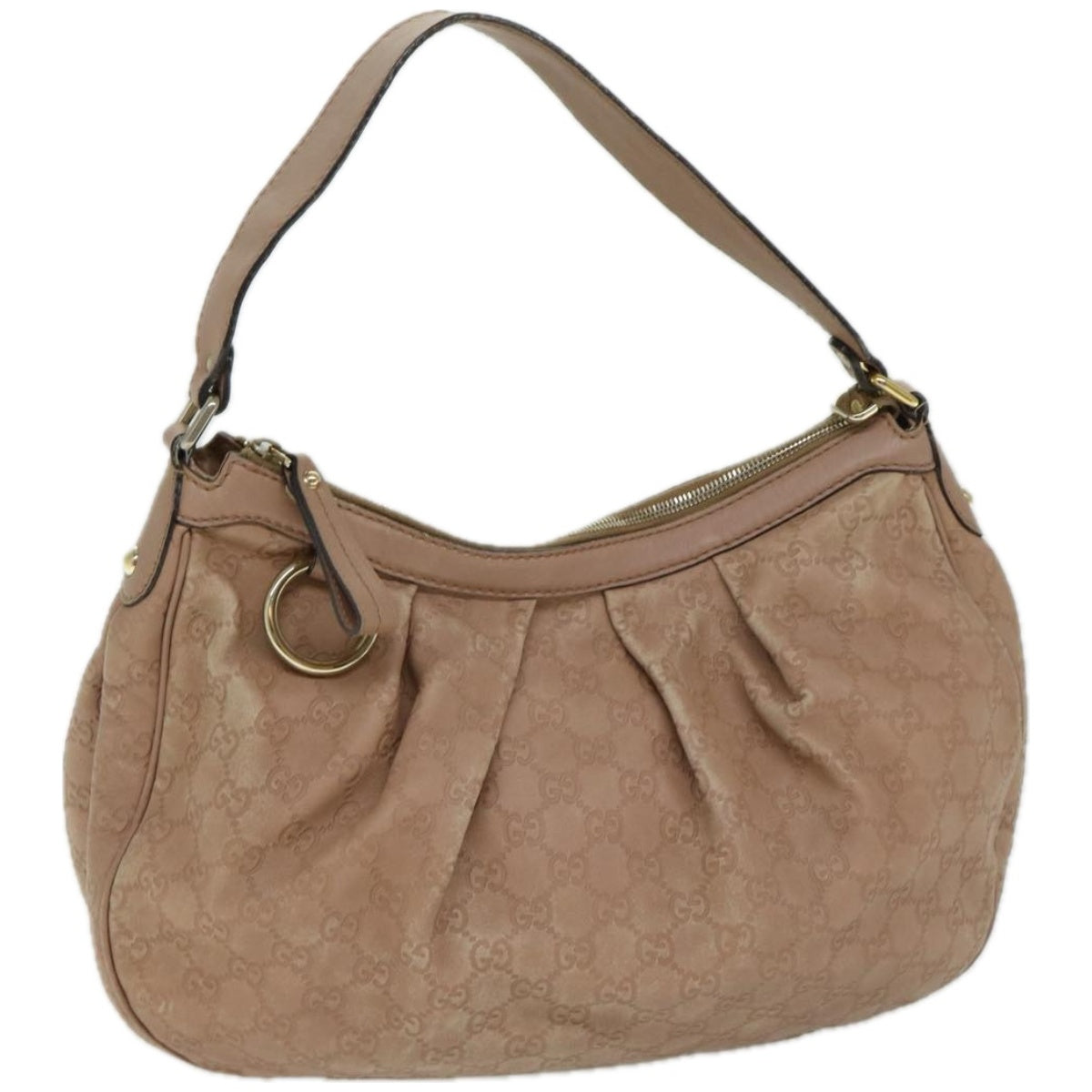 GUCCI Guccissima GG Canvas Shoulder Bag Beige 232955 Auth hk1103