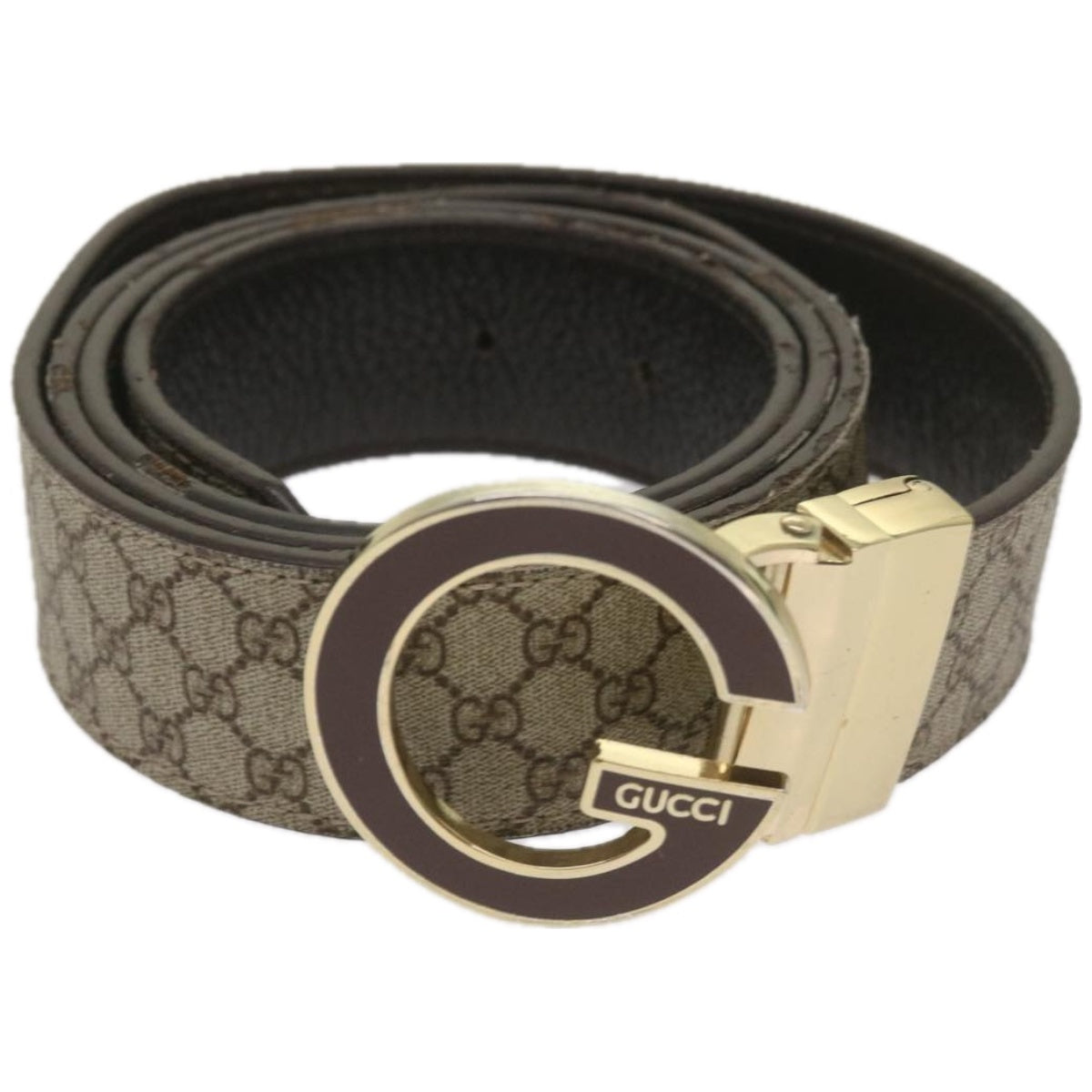 GUCCI GG Supreme Belt PVC 45.7"" Beige 121295 Auth hk1104