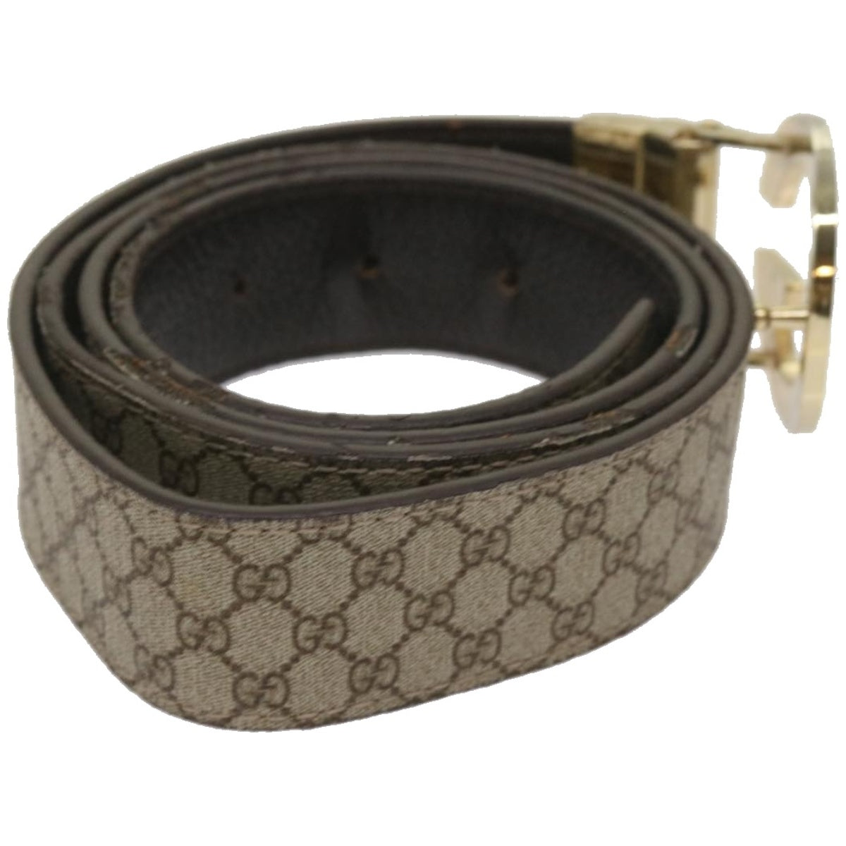 GUCCI GG Supreme Belt PVC 45.7"" Beige 121295 Auth hk1104