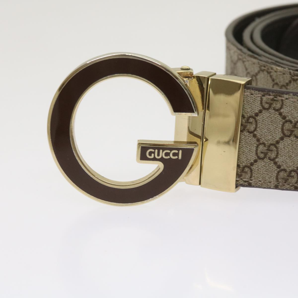 GUCCI GG Supreme Belt PVC 45.7"" Beige 121295 Auth hk1104