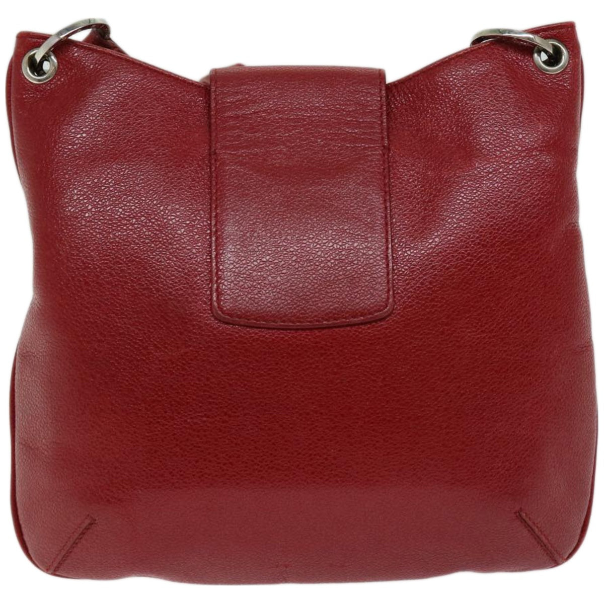 BVLGARI Shoulder Bag Leather Red Auth hk1108