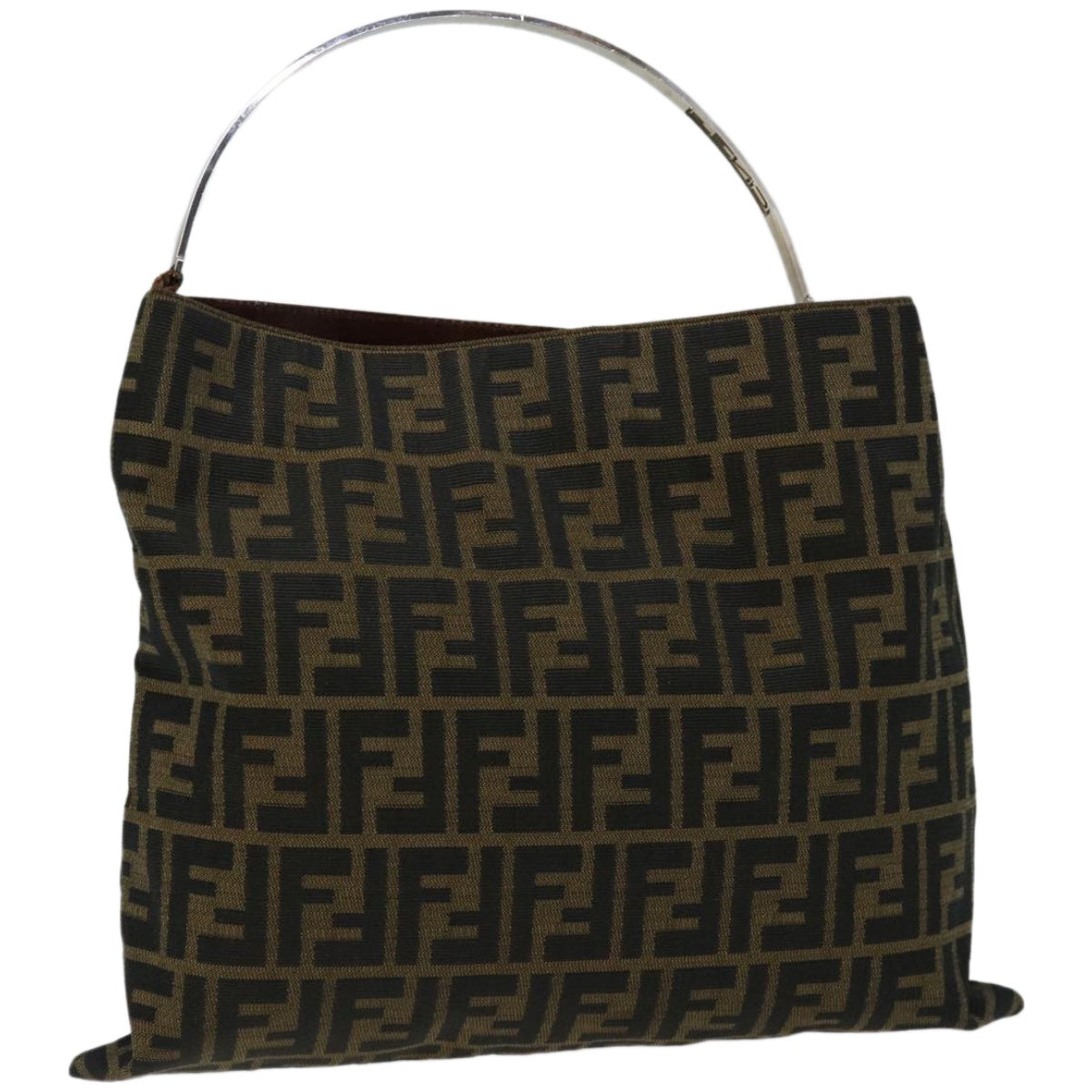 FENDI Zucca Canvas Hand Bag Black Brown Auth hk1112