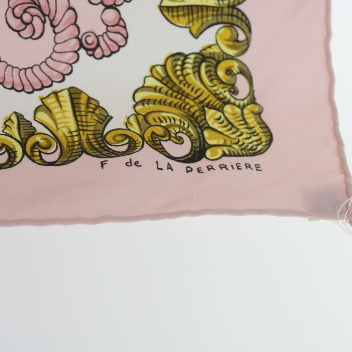 HERMES Carre 90 LUDOVICUS MAGNUS Scarf Silk Pink Auth hk1127