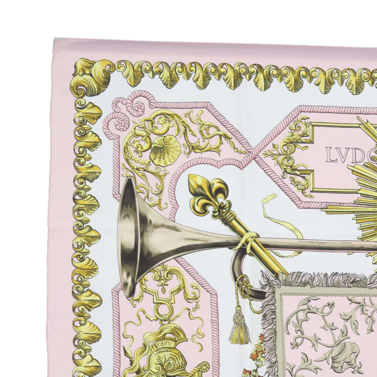 HERMES Carre 90 LUDOVICUS MAGNUS Scarf Silk Pink Auth hk1127