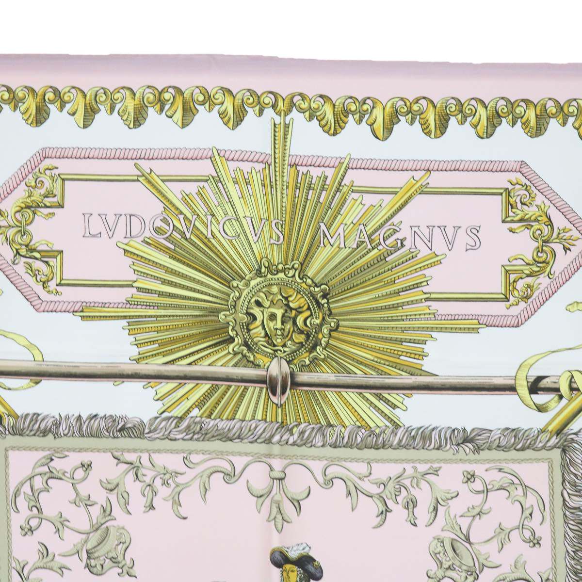 HERMES Carre 90 LUDOVICUS MAGNUS Scarf Silk Pink Auth hk1127