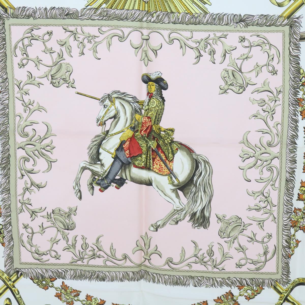 HERMES Carre 90 LUDOVICUS MAGNUS Scarf Silk Pink Auth hk1127