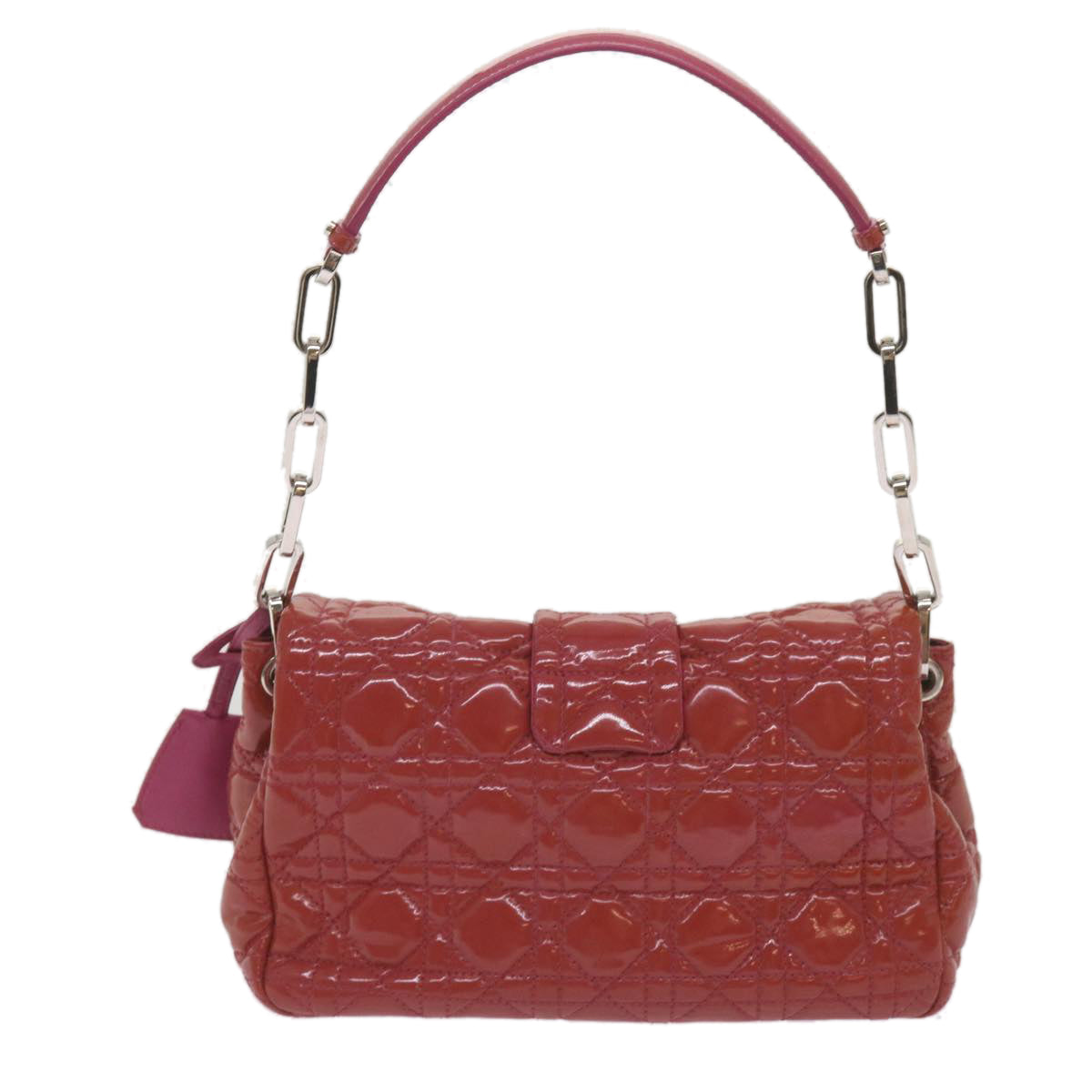 Christian Dior Canage Newlock Shoulder Bag patent Red Auth hk1131