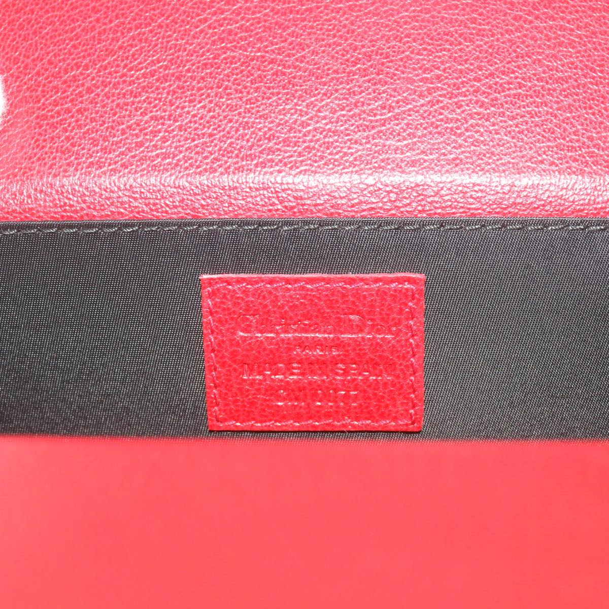 Christian Dior Canage Vanity Cosmetic Pouch Leather Red Auth hk1134