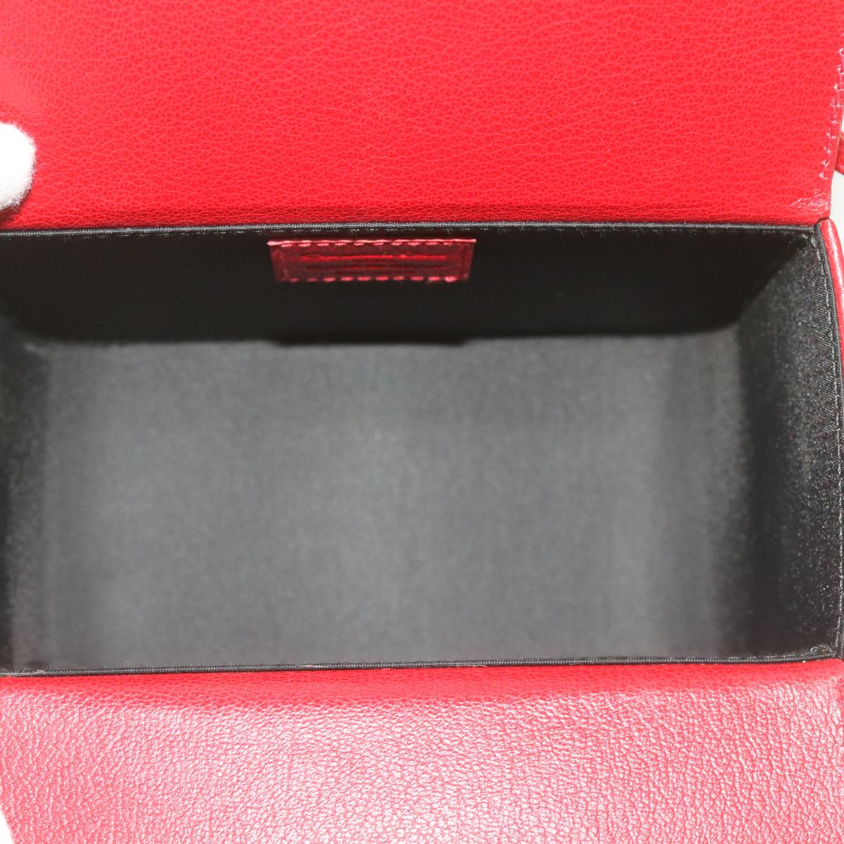 Christian Dior Canage Vanity Cosmetic Pouch Leather Red Auth hk1134