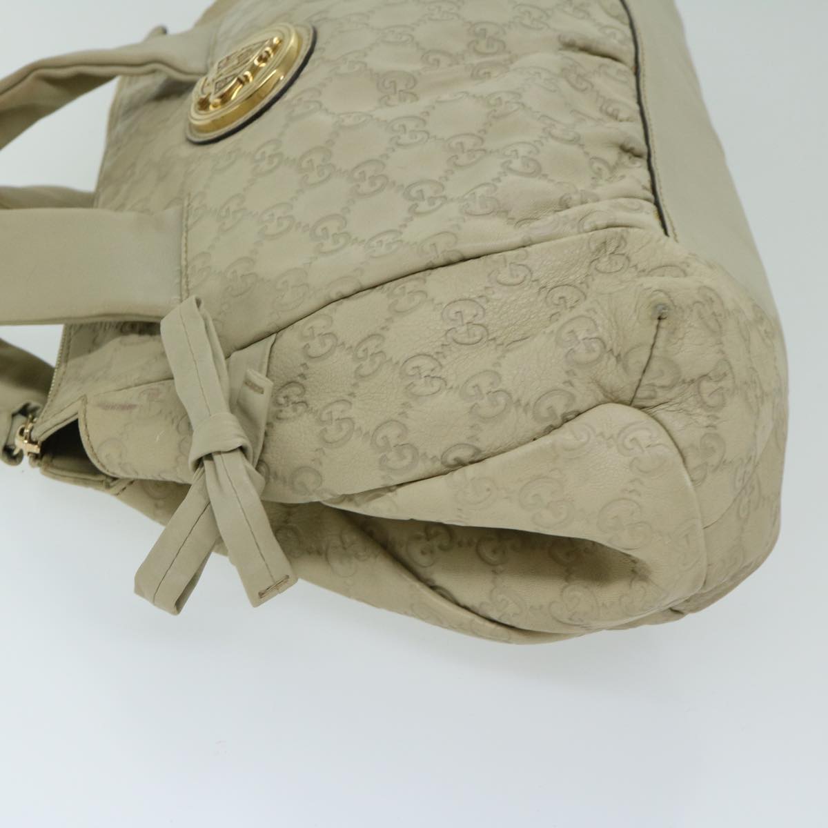 GUCCI Guccissima GG Canvas Hand Bag Beige 197020 Auth hk1150