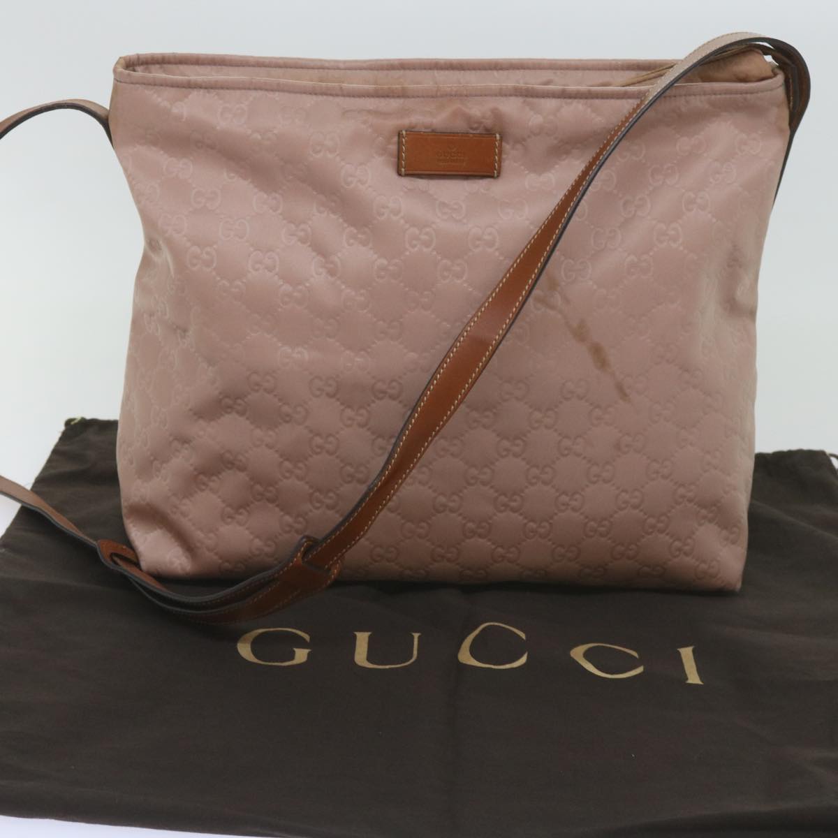 GUCCI GG Canvas Shoulder Bag Pink 308840 Auth hk1155