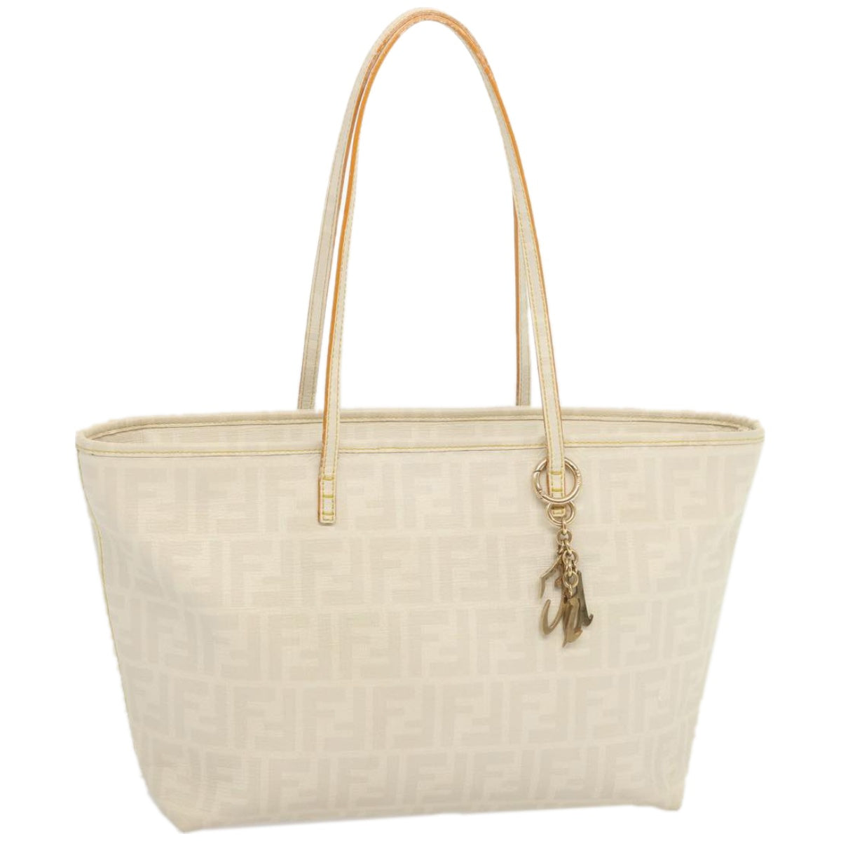 FENDI Zucca Canvas Tote Bag White Auth hk1159