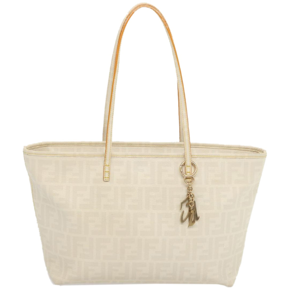 FENDI Zucca Canvas Tote Bag White Auth hk1159