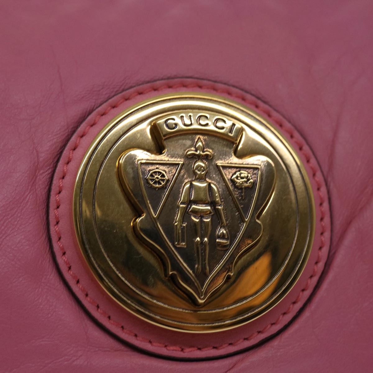 GUCCI Clutch Bag Leather Pink 197016 Auth hk1167