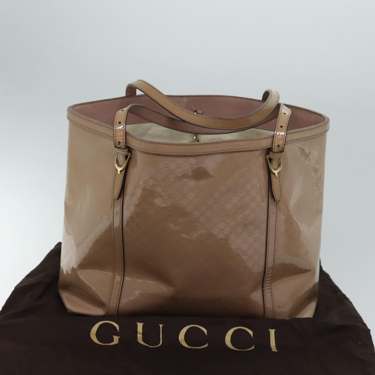 GUCCI Micro GG Canvas Tote Bag Pink Auth hk1199